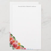 Floral Personal Business Pink Red Blue Yellow Briefpapier (Voorkant / Achterkant)