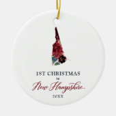Floral personaliseerde 1 kerst in New Hampshire Keramisch Ornament (Voorkant)