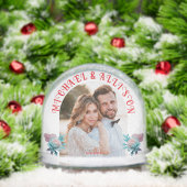 Floral Personalized 2 Photo Wedding Keepsake Sneeuwbol (Kerstmis)