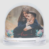 Floral Personalized 2 Photo Wedding Keepsake Sneeuwbol (Achterkant)