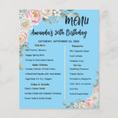 Floral Personalized Birthday Menu Program Card (Voorkant)