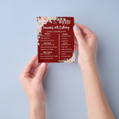 Floral Personalized Birthday Menu Program Card (Hand)