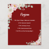 Floral Personalized Birthday Menu Program Card (Achterkant)