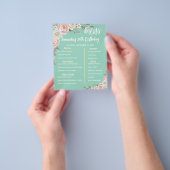 Floral Personalized Birthday Menu Program Card (Hand)