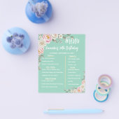 Floral Personalized Birthday Menu Program Card (Enkel)