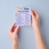 Floral Personalized Birthday Menu Program Card (Hand)
