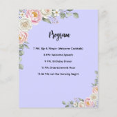 Floral Personalized Birthday Menu Program Card (Achterkant)