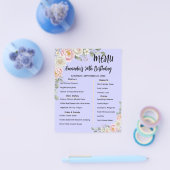 Floral Personalized Birthday Menu Program Card (Enkel)