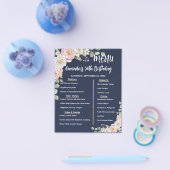 Floral Personalized Birthday Menu Program Card (Enkel)