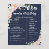 Floral Personalized Birthday Menu Program Card (Voorkant)
