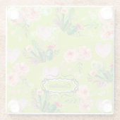 Floral Personalized Cactus waterverf Glazen Onderzetter (Achterkant)