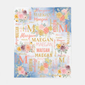 Floral Personalized Collage Name Fleece Deken (Voorkant)