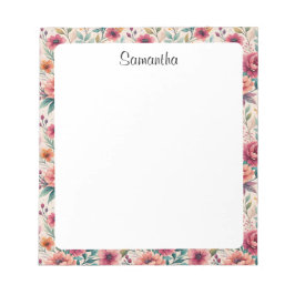 Floral Personalized Custom Name Stationery Notitieblok