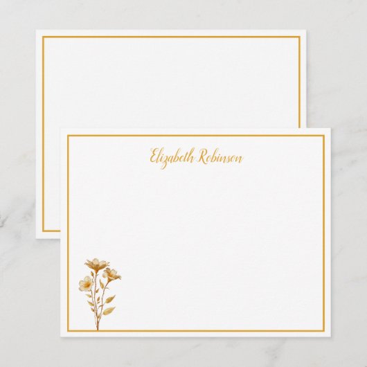 Floral Personalized Custom Note Card Notitiekaartje (Voorkant / Achterkant)