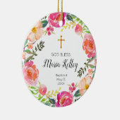 Floral Personalized Girl Baptism Ornament (Rechts)
