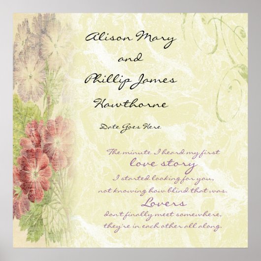 Floral Personalized Love Story Poster (Voorkant)