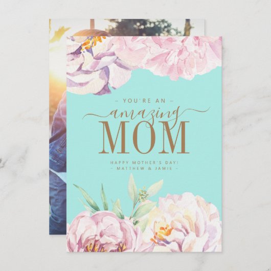 Floral Personalized Moederdag Kaart (Voorkant / Achterkant)