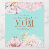 Floral Personalized Moederdag Wijn Etiket (Enkel label)
