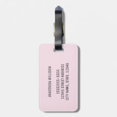 Floral Personalized Pastel Pink Bagagelabel (Achterkant verticaal)