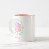 Floral Personalized Rainbow Unicorn Tweekleurige Koffiemok (Voorkant links)