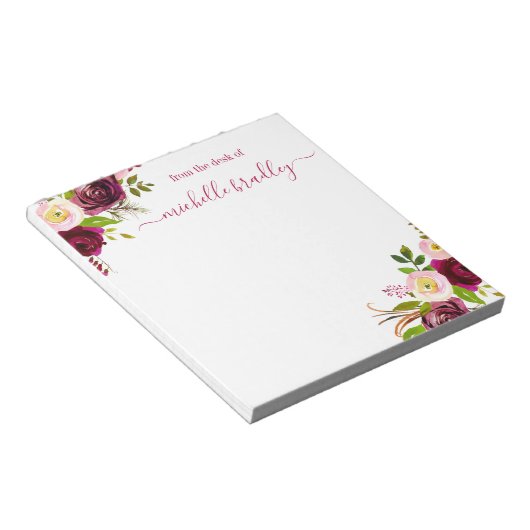 Floral Personalized | Van de bureau van de blocnot Notitieblok (Schuin)