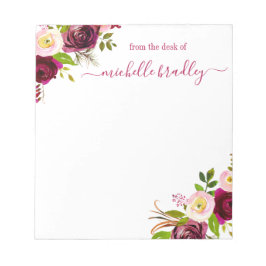 Floral Personalized | Van de bureau van de blocnot Notitieblok
