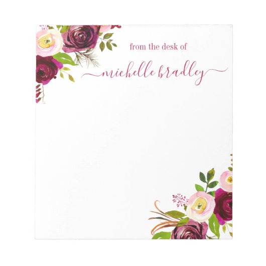 Floral Personalized | Van de bureau van de blocnot Notitieblok (Voorkant)