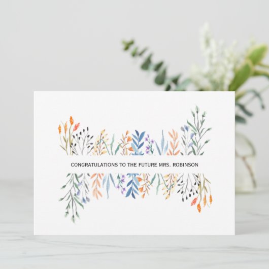 Floral Personalized Vrijgezellenfeest Kaart (Staand voorkant)