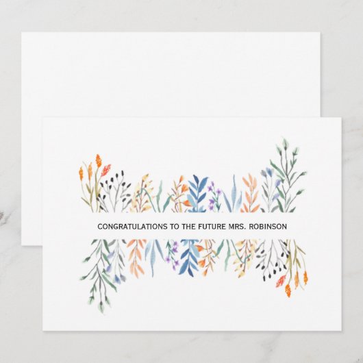 Floral Personalized Vrijgezellenfeest Kaart (Voorkant / Achterkant)