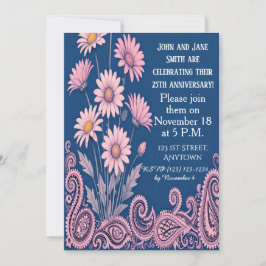 Floral Personalized Wedding Anniversary Invitation Kaart