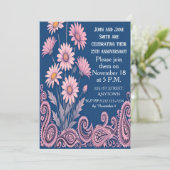 Floral Personalized Wedding Anniversary Invitation Kaart (Staand voorkant)