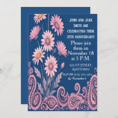 Floral Personalized Wedding Anniversary Invitation Kaart (Voorkant / Achterkant)