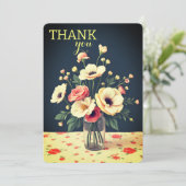 Floral Personalized Yellow Flat Thank You Card Kaart (Staand voorkant)