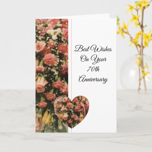 Floral Persoonlijk 70th Wedding Jubileum Kaart (Gele Bloem)