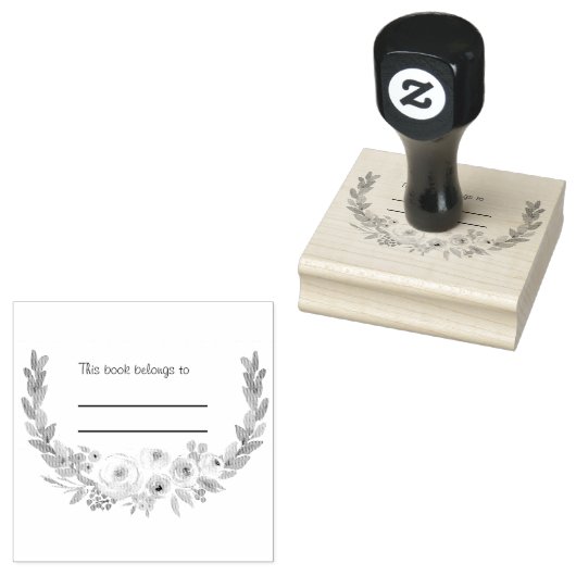 Floral Persoonlijke Bibliotheek Boek Stamp Rubberstempel (Gestempeld)