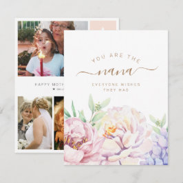 Floral persoonlijke fotokaart voor Nana Feestdagenkaart