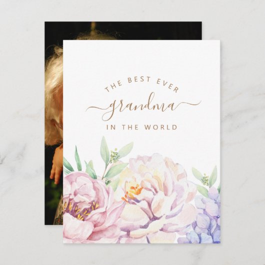 Floral Persoonlijke Moederdag Kaart voor oma (Voorkant / Achterkant)