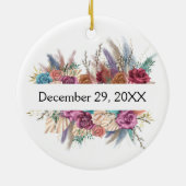 Floral Persoonlijke Trendy Wedding Bridal Partij Keramisch Ornament (Achterkant)