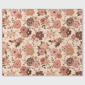 Floral Perzik Botanische Patroon Gift Cadeaupapier (Vlak)