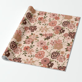 Floral Perzik Botanische Patroon Gift Cadeaupapier