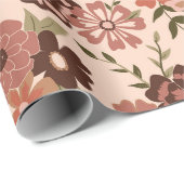 Floral Perzik Botanische Patroon Gift Cadeaupapier (Rol Hoek)