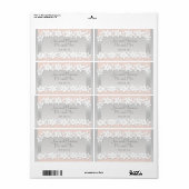 Floral Perzik en Zilver Bruiloft Water Fles Label (Full Sheet)