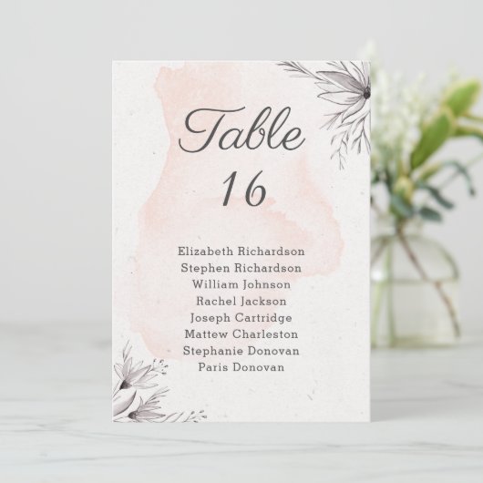 Floral perzikgrijs romantisch huwelijkszitje programmakaart (Staand voorkant)