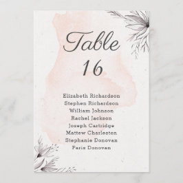 Floral perzikgrijs romantisch huwelijkszitje programmakaart
