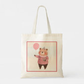 Floral Pet Beer met Roze Plaid Trui Tote Bag (Achterkant)