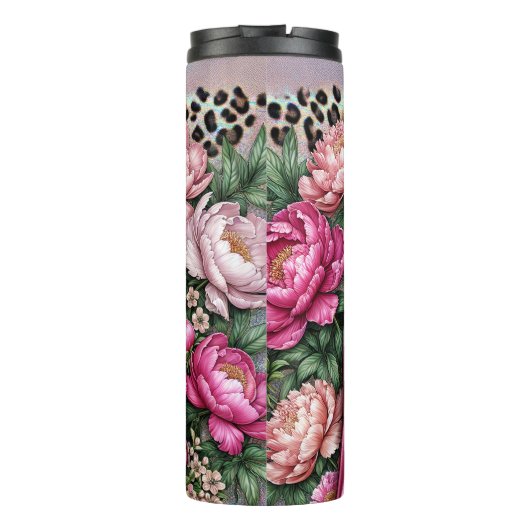 Floral Pet Coffee Leopard Chic Thermosbeker (Achterkant)