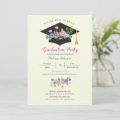 Floral Pet Graduation Party Invitation Kaart (Staand voorkant)