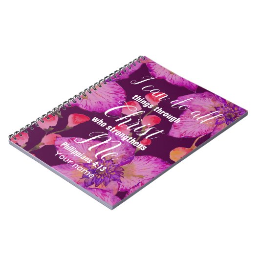 Floral Philippians 4:13 Bijbel Notitieboek (Linkerzijde)