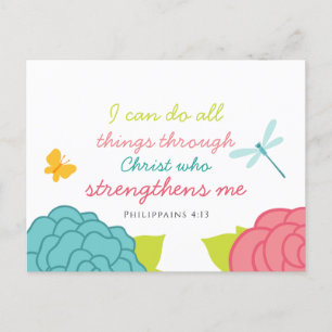 Floral Philippians 4:13 Briefkaart