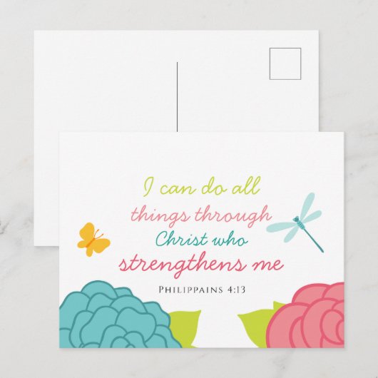 Floral Philippians 4:13 Briefkaart (Voorkant / Achterkant)